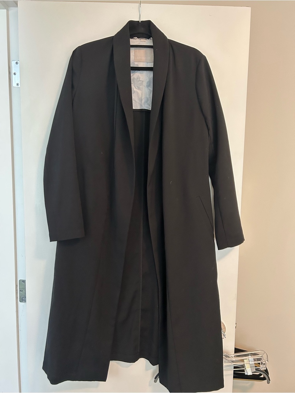 Soia & Kyo Black Open-Front duster jacket